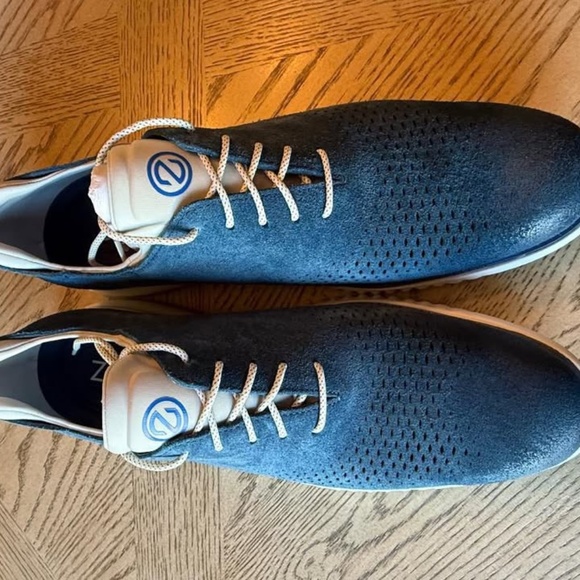 Cole Haan 2.Zerogrand Shoes Mens 14M Blue/ Gray Nubuck Perforated Oxford Sneaker - Picture 4 of 5